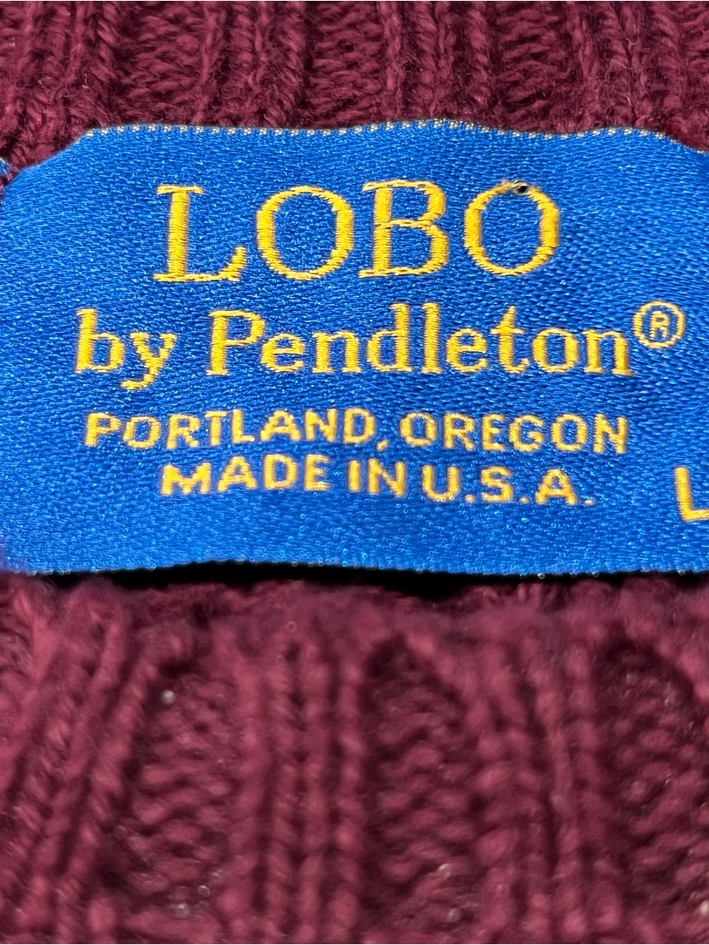 Vtg Lobo by Pendleton dark red knit sweater geometric green and blue Large - Picture 8 of 8